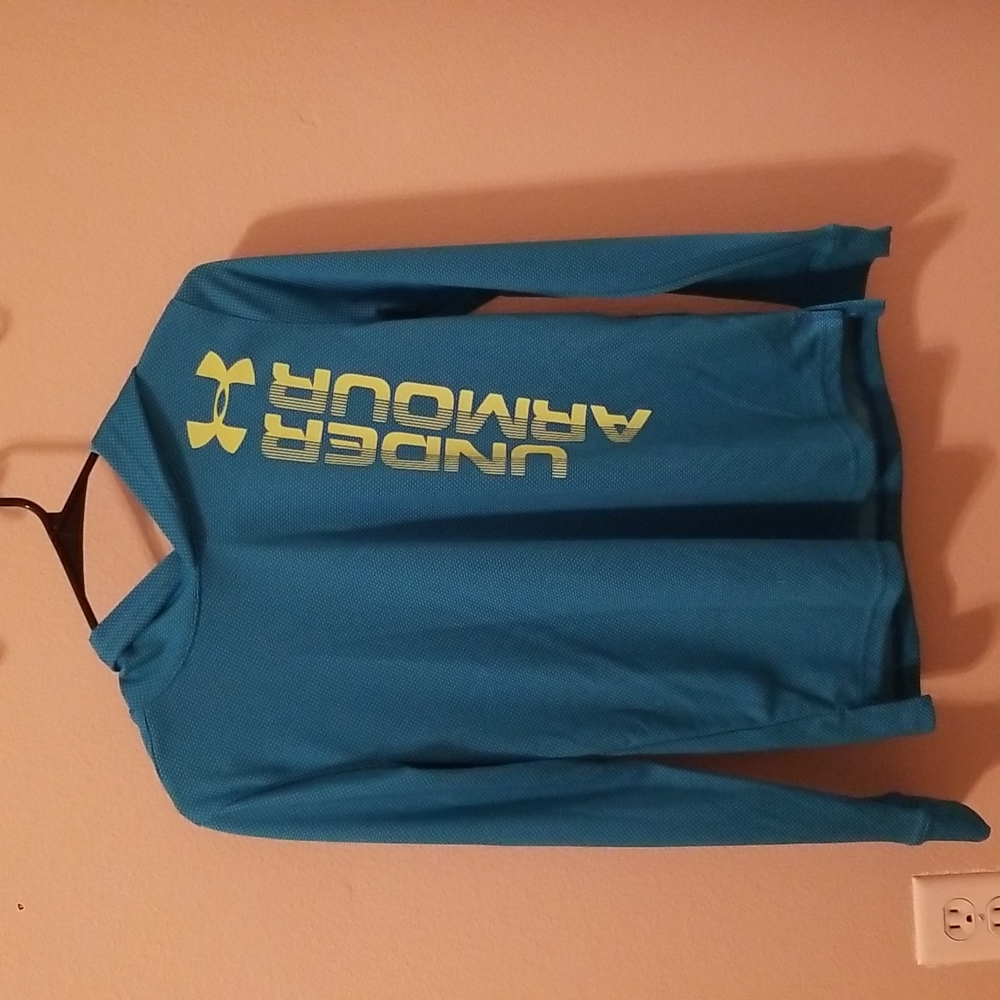 Boys YL Under Armour Teal pullover with hoodie